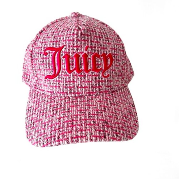 NWT Juicy Couture Pink Tweed Baseball Cap | Embroidered Logo | Adjustable - Picture 4 of 13